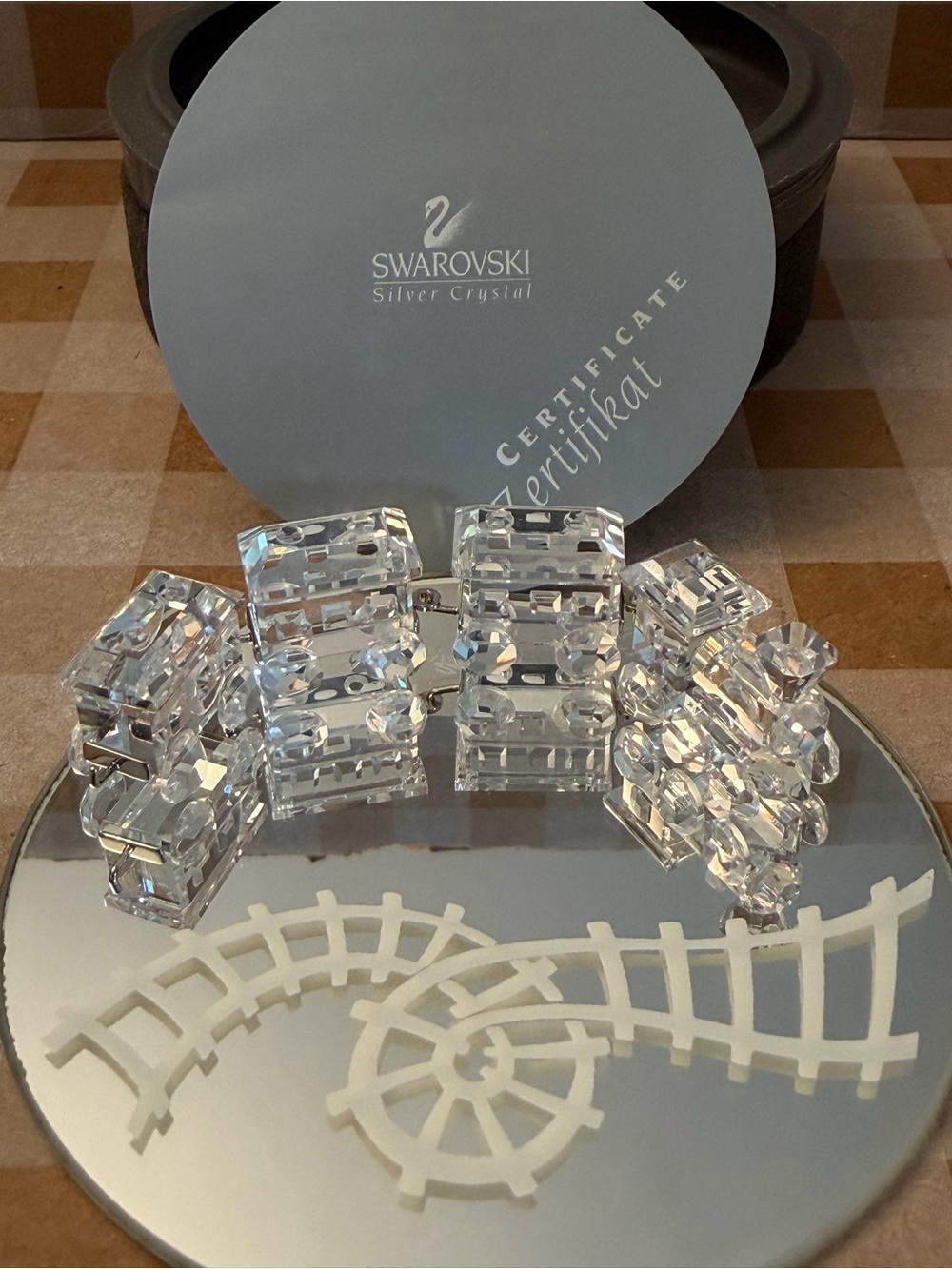 Swarovski Crystal 4 Piece Mini Train with Mirror & COA